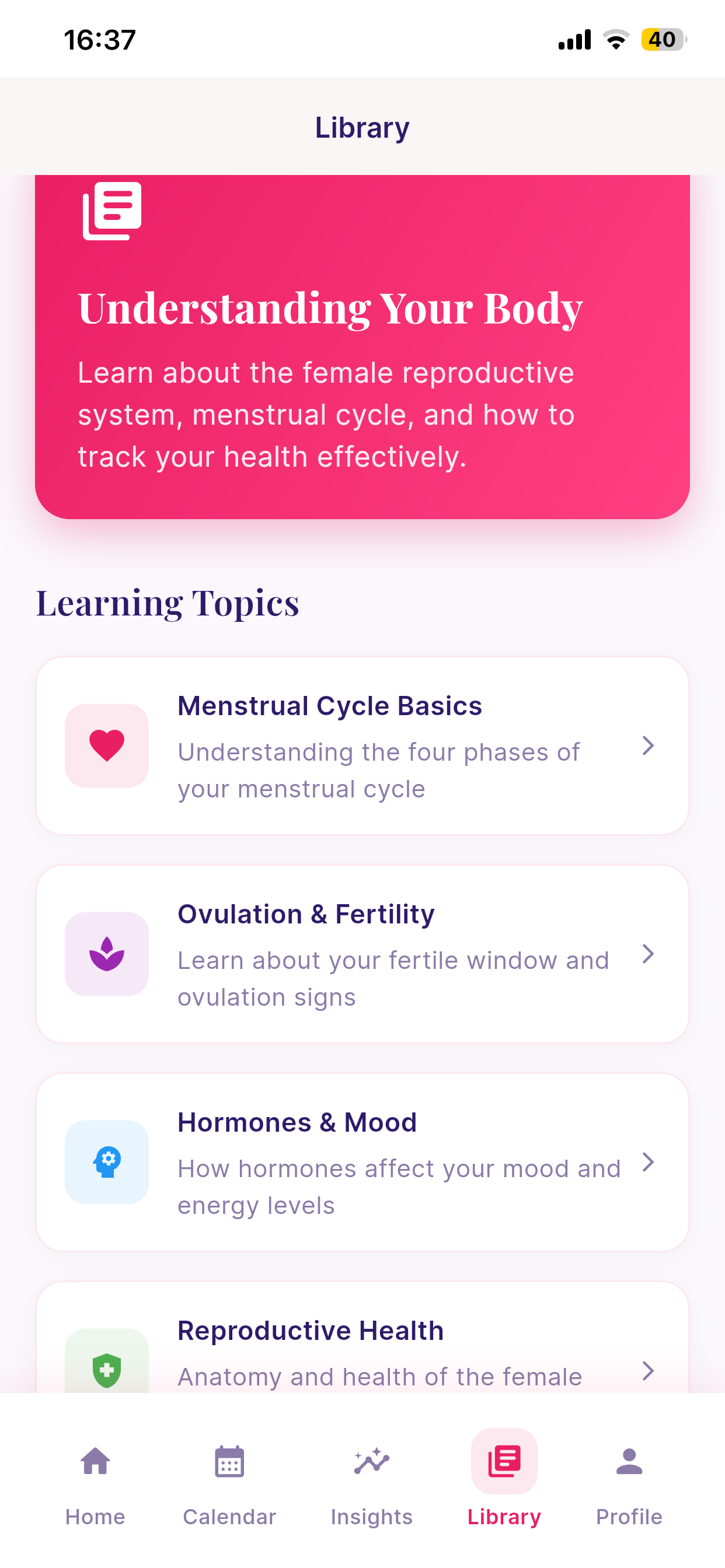 Learning library of cycle health articles