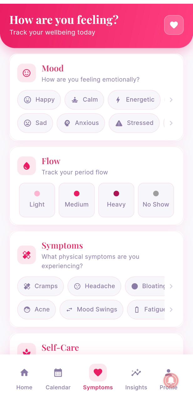CycleCue App Interface